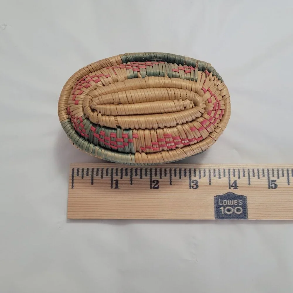 Jewlery Trinket Baskets 2 Small Woven Vintage Handmade